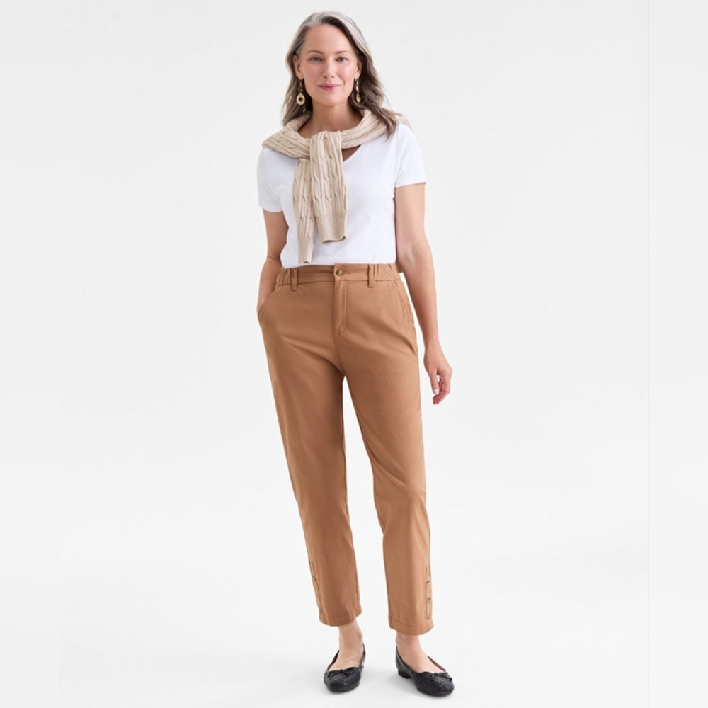 STYLE & CO. WOMEN'S HIGH RISE BUTTON HEM STRAIGHT LEG PANTS SIZE 12